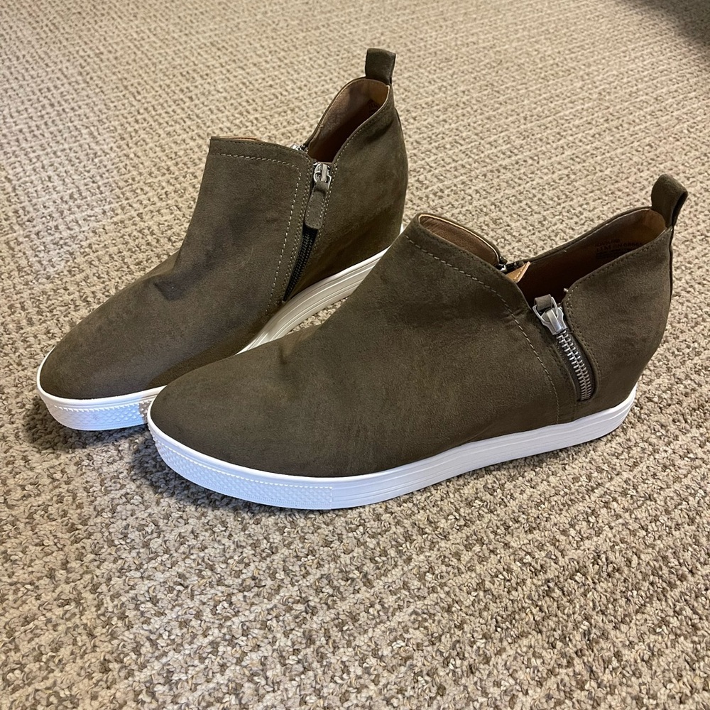 Olive Suede Ankle Boots